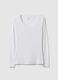 White long sleeve crew neck cotton blend regular fit shirt_4