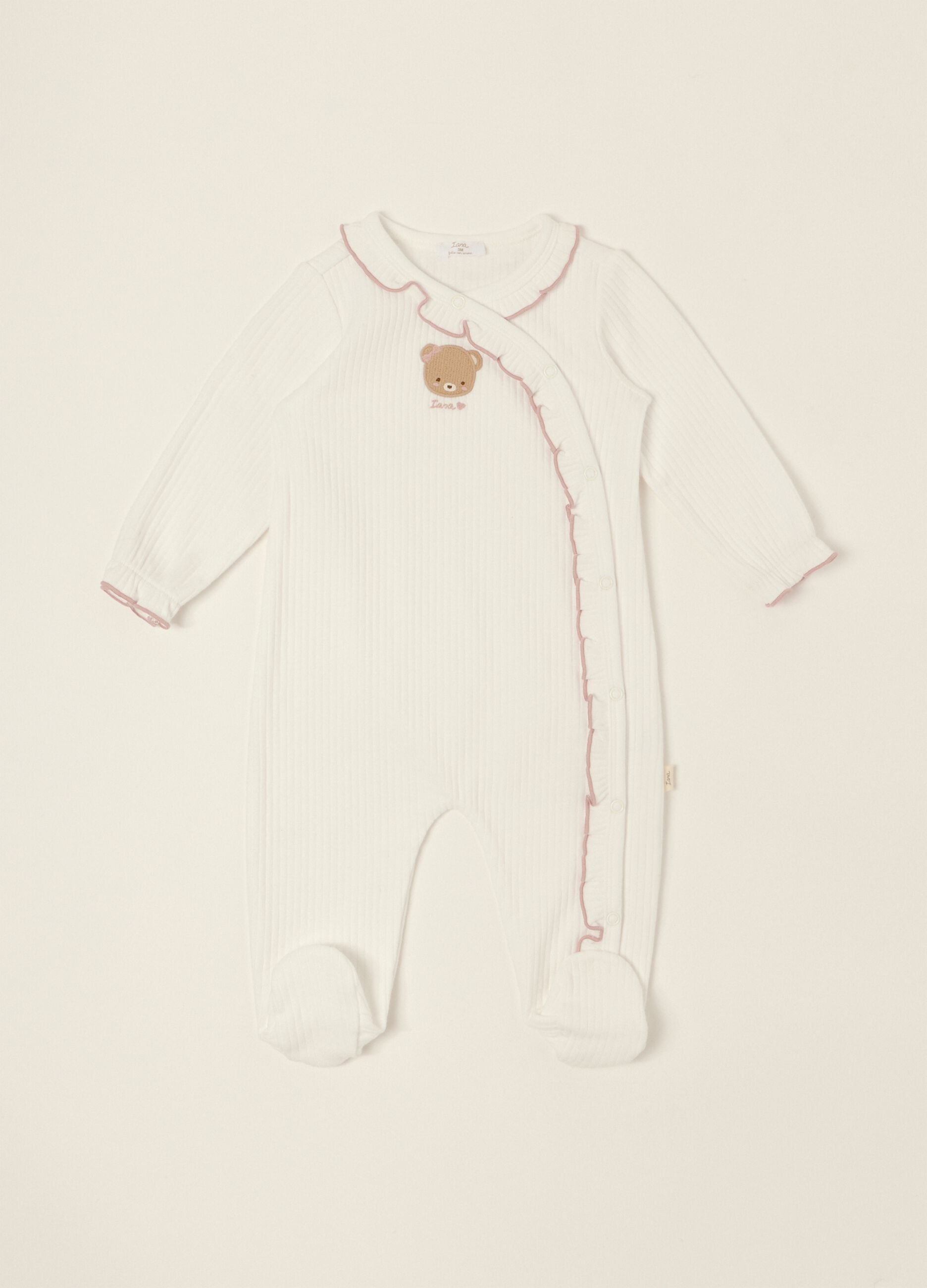 White pure cotton baby girl sleepsuit