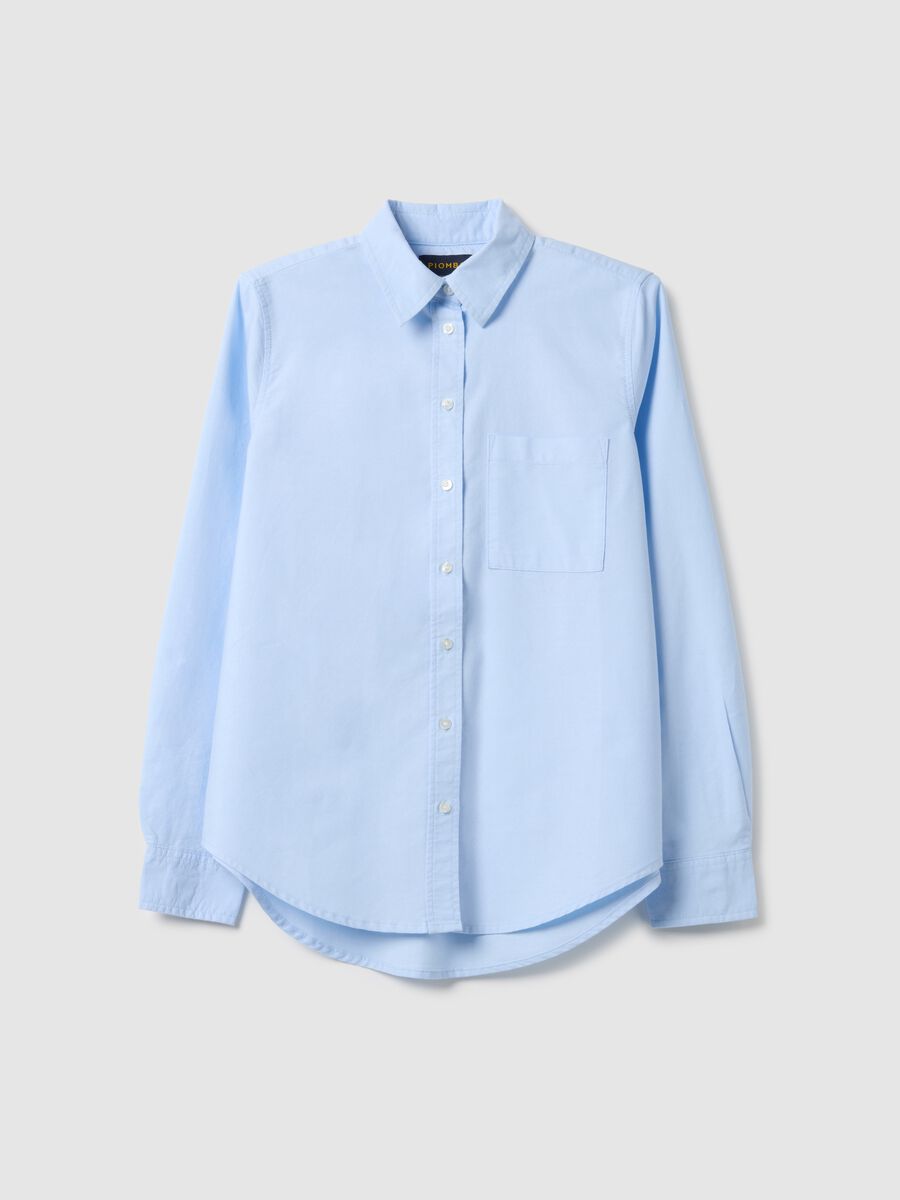 Light blue regular fit pure cotton long-sleeved shirt_4