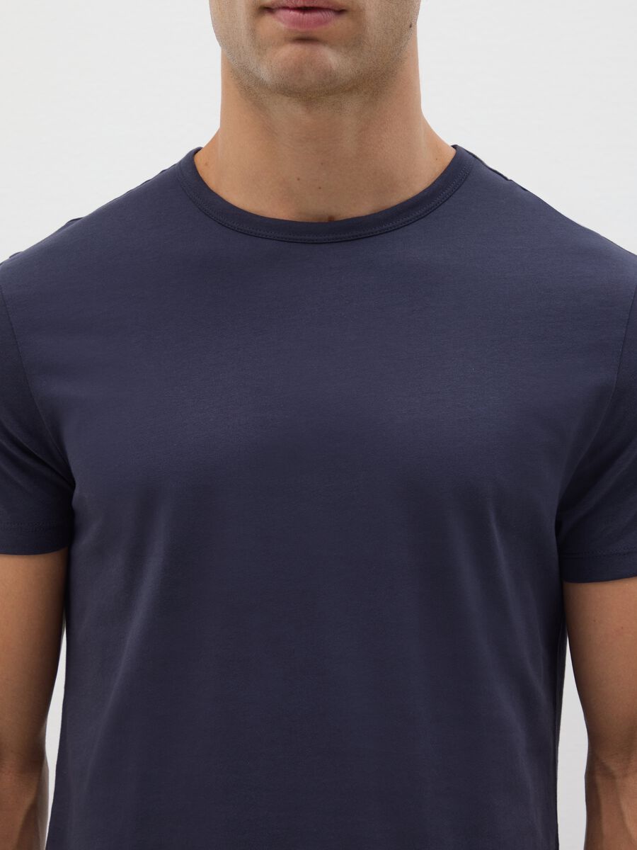 Men's blue pure cotton regular fit T-shirt_1