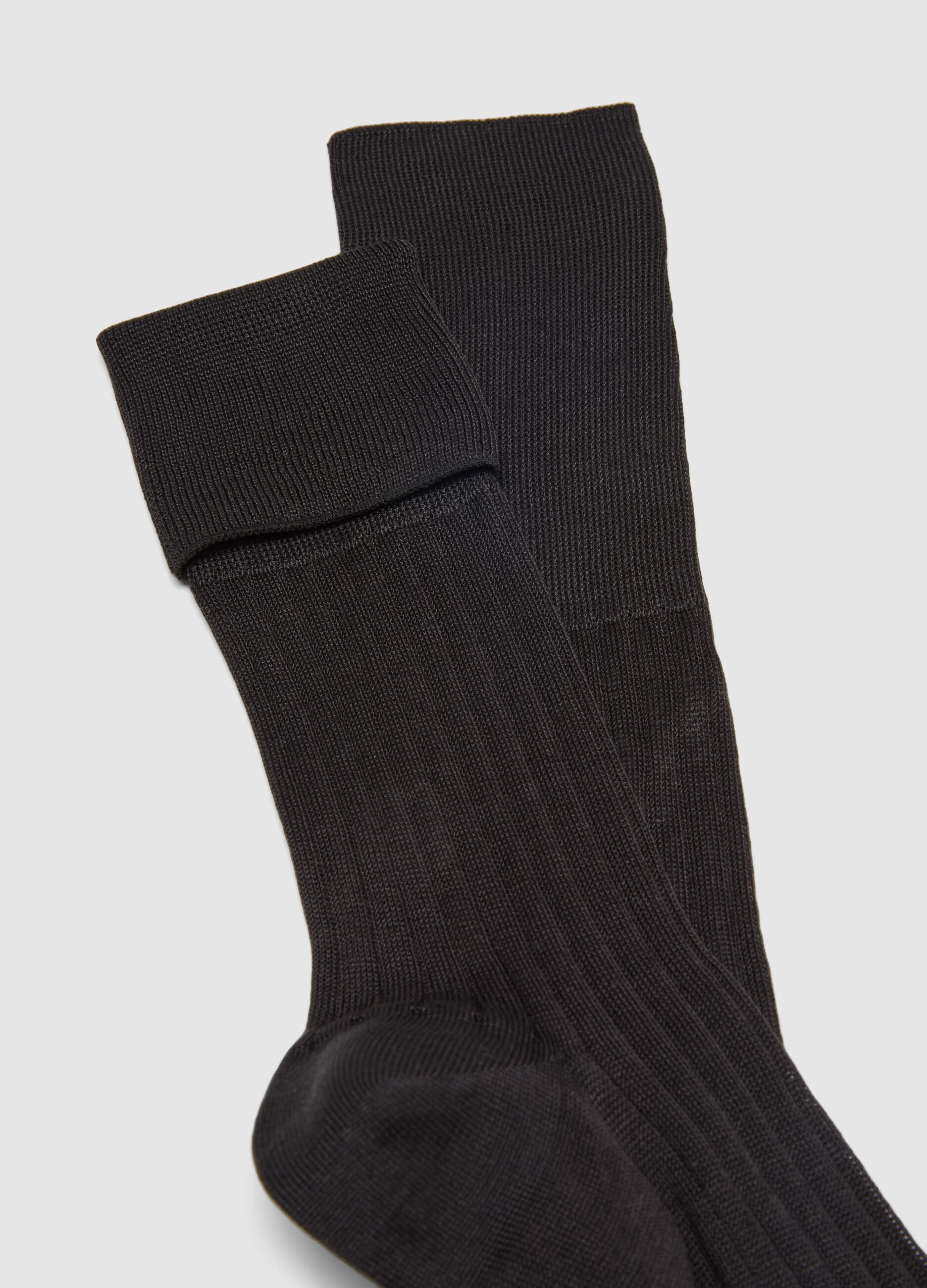 Two-pack long black cotton socks
