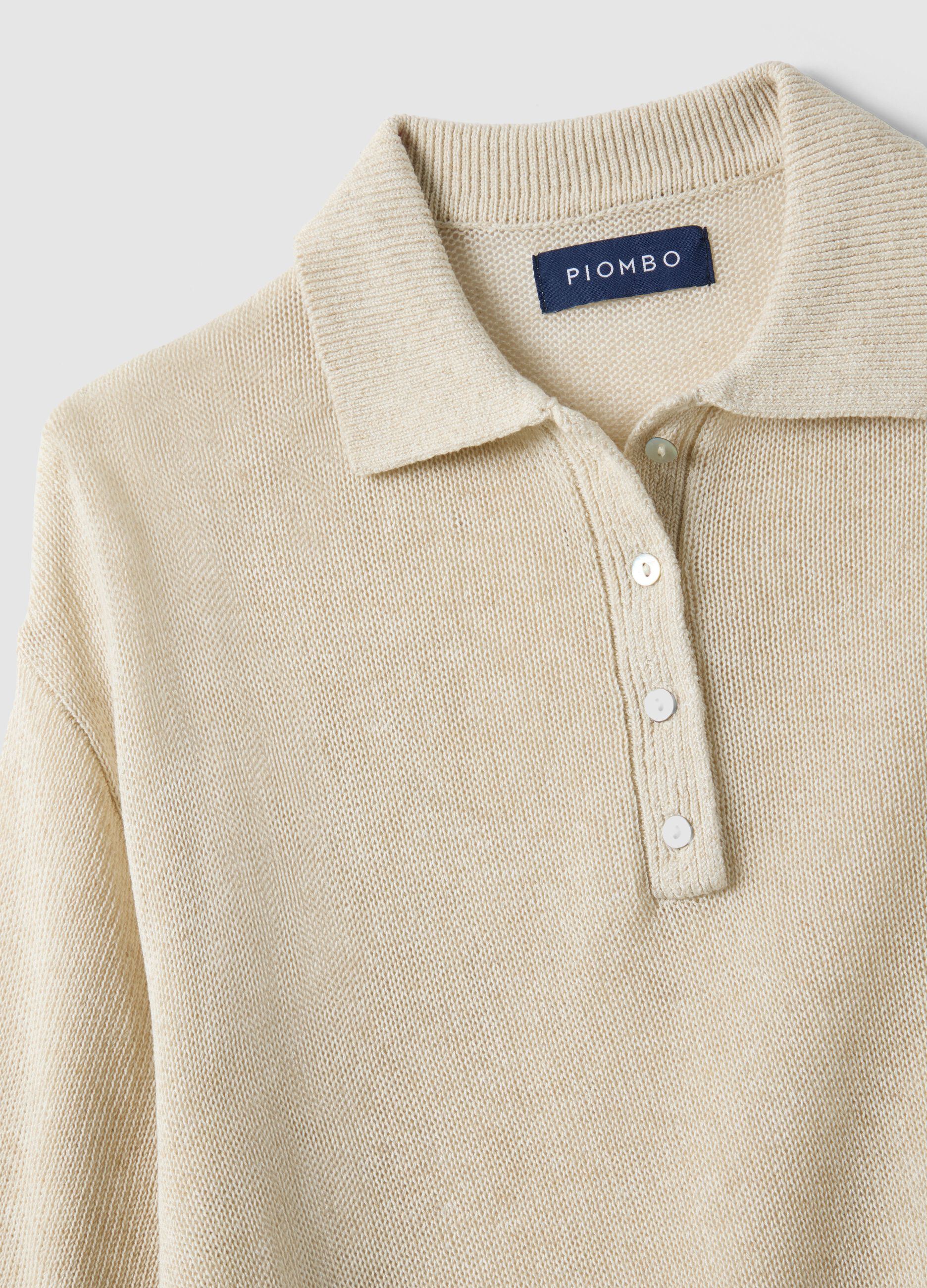 Beige Regular Fit Polo with Elbow-Length Sleeves