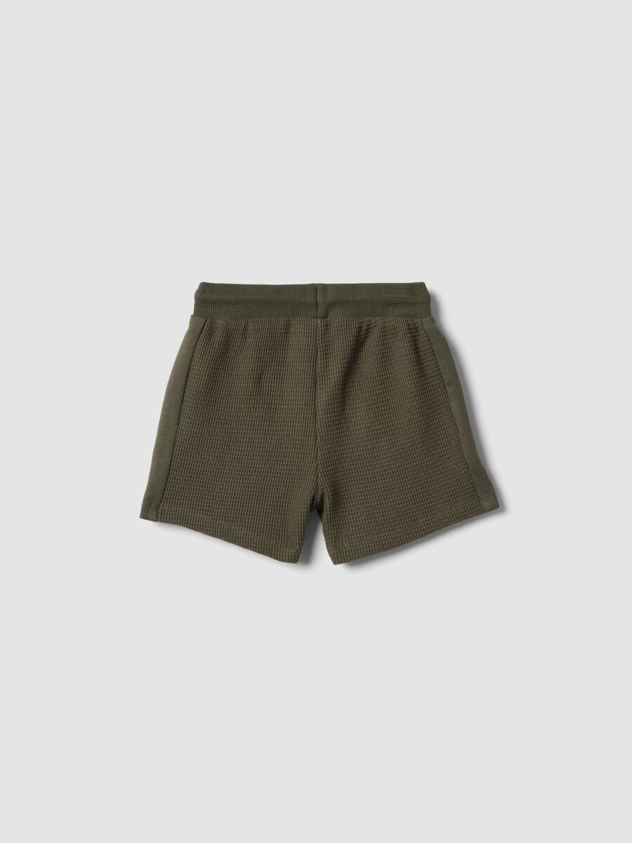 Shorts in puro cotone verdi da bimbo regular fit con coulisse_1