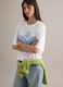 White pure cotton T-shirt relaxed fit with paisley pattern_0
