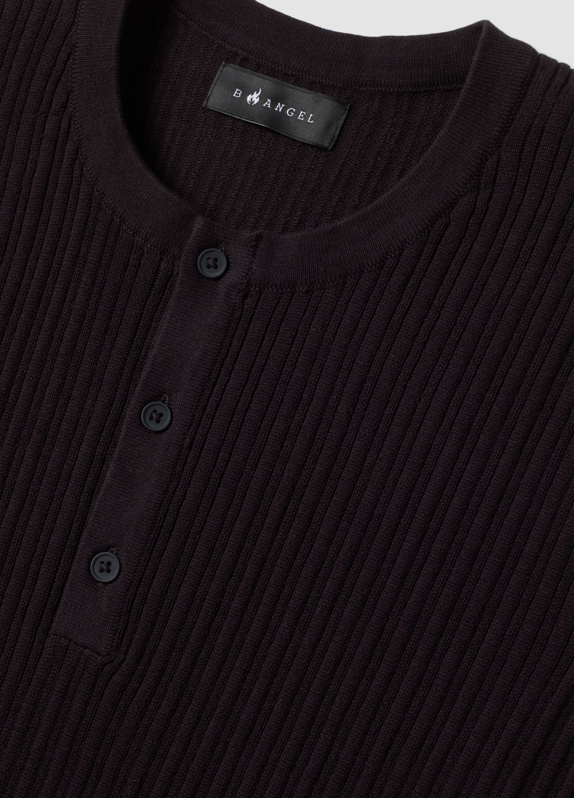 Black pure cotton ribbed waistcoat