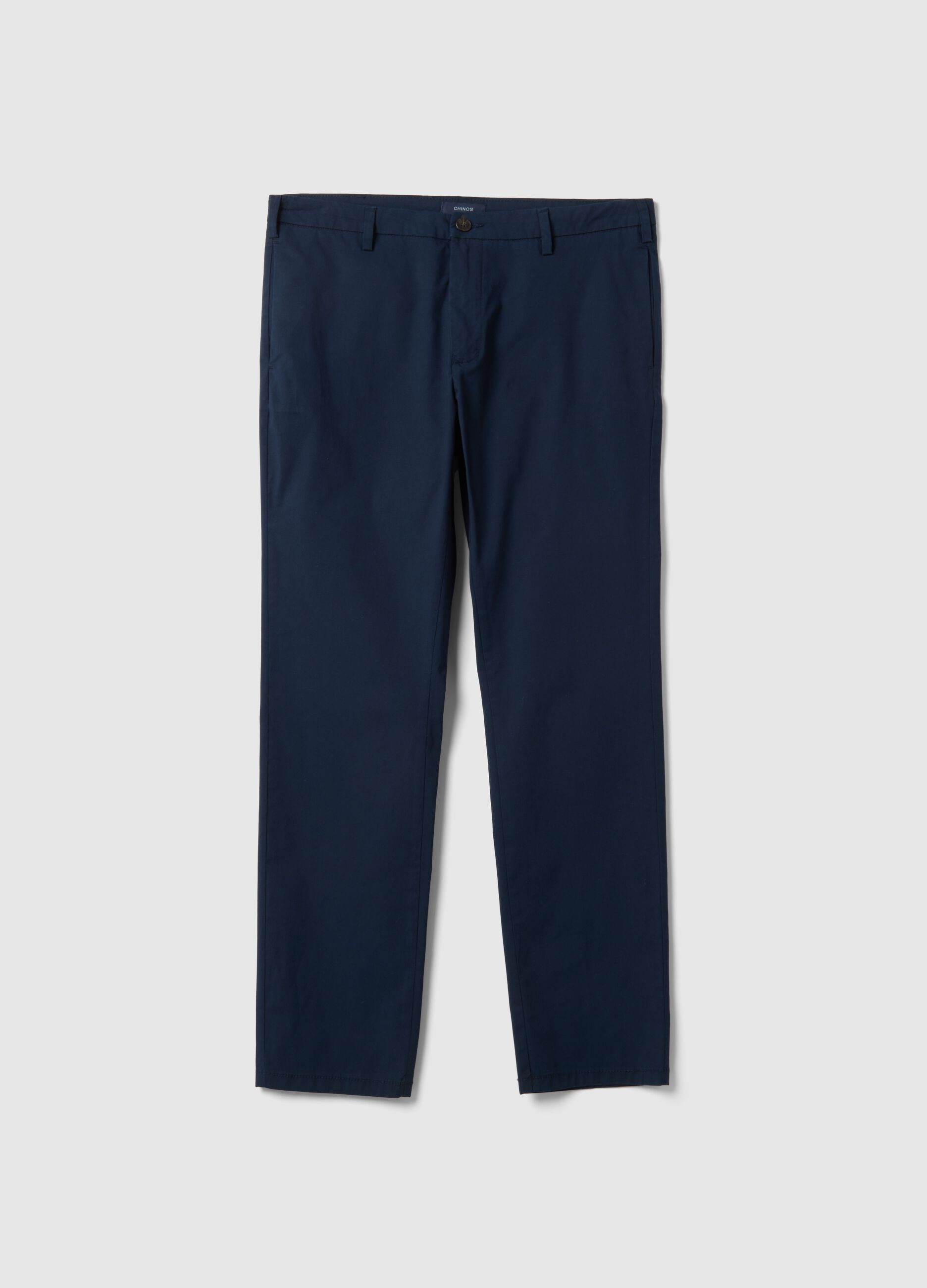 Blue stretch cotton chino trousers in regular fit