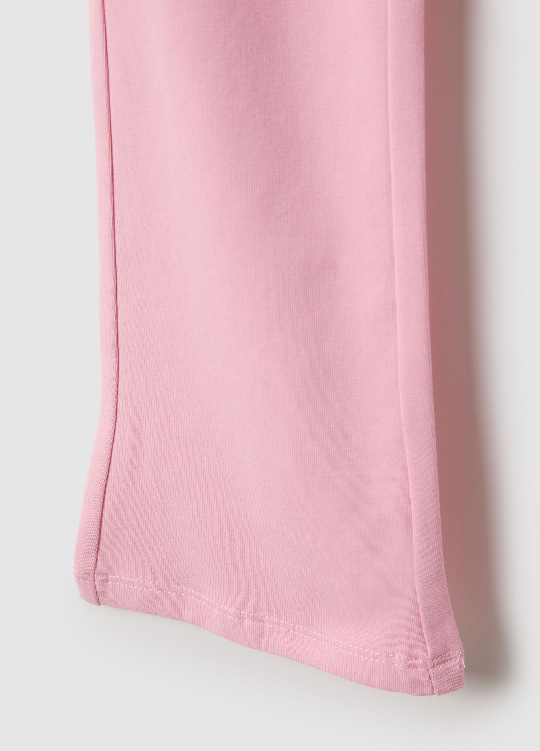 Girls' pink stretch cotton flare fit leggings