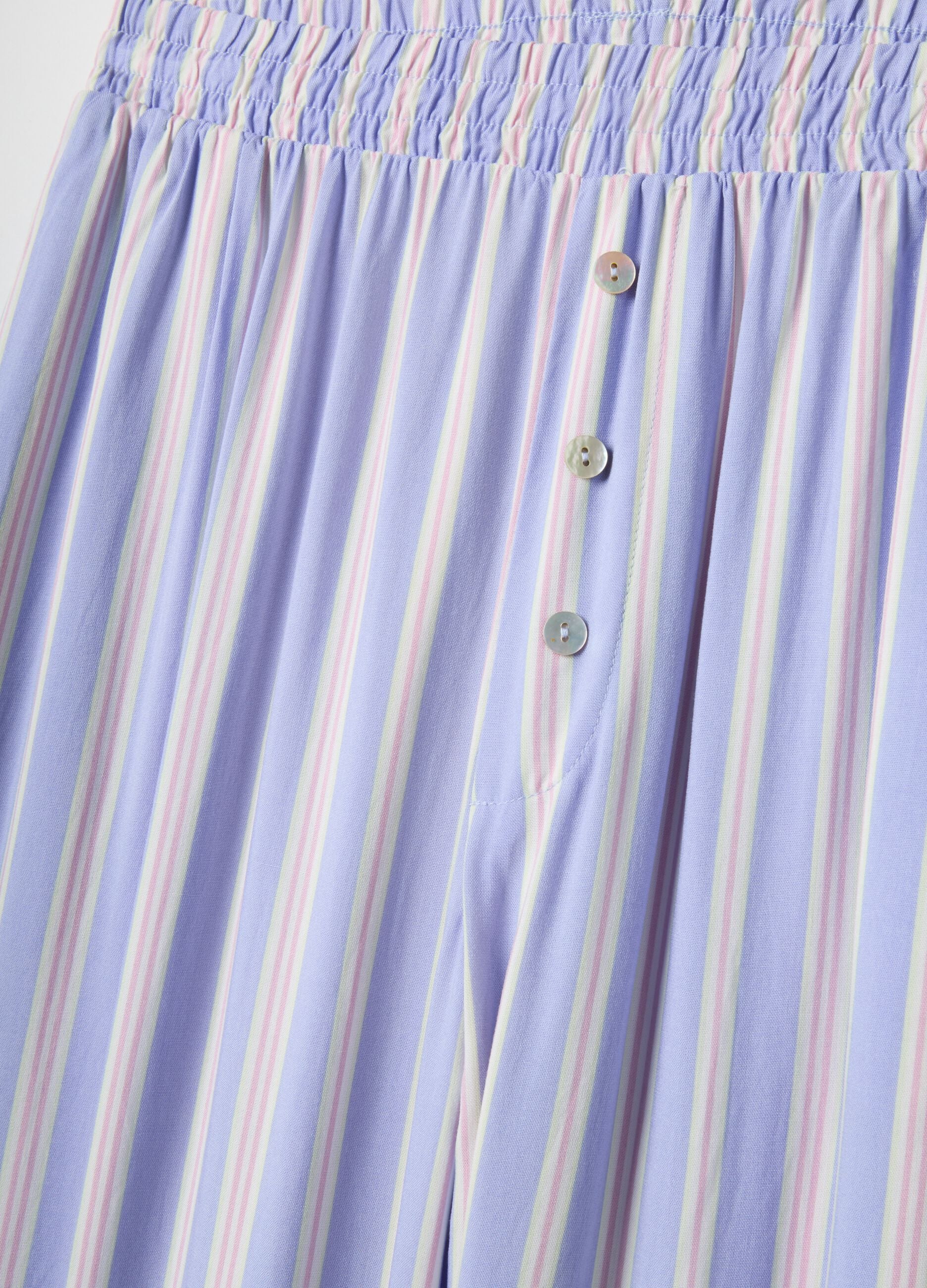Regular fit multicolour striped trousers in pure viscose