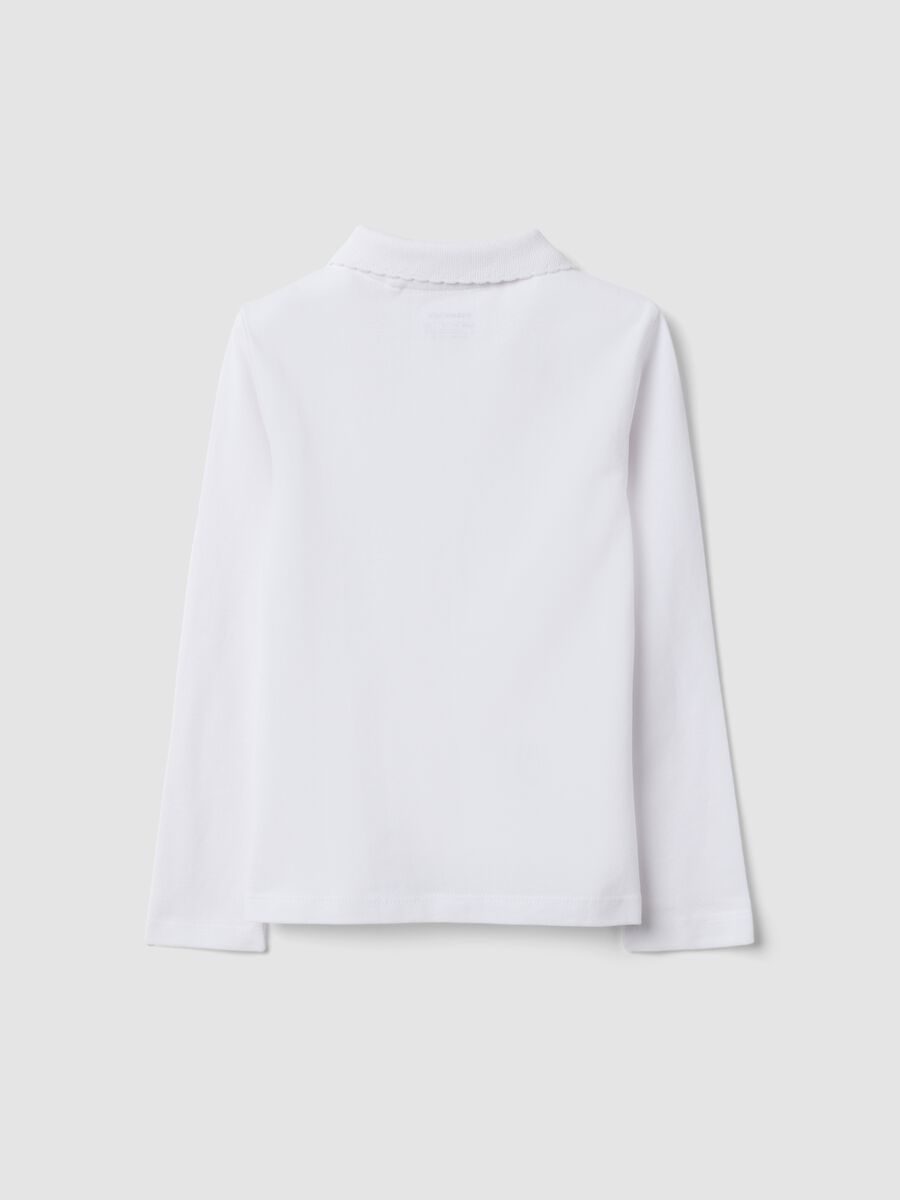 White pure organic cotton piqu&eacute; polo shirt, regular fit, for girls_1