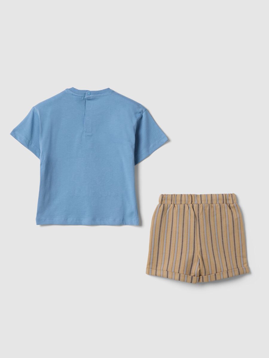 Multicolour pure cotton Mickey Mouse shirt and shorts set for boys_1