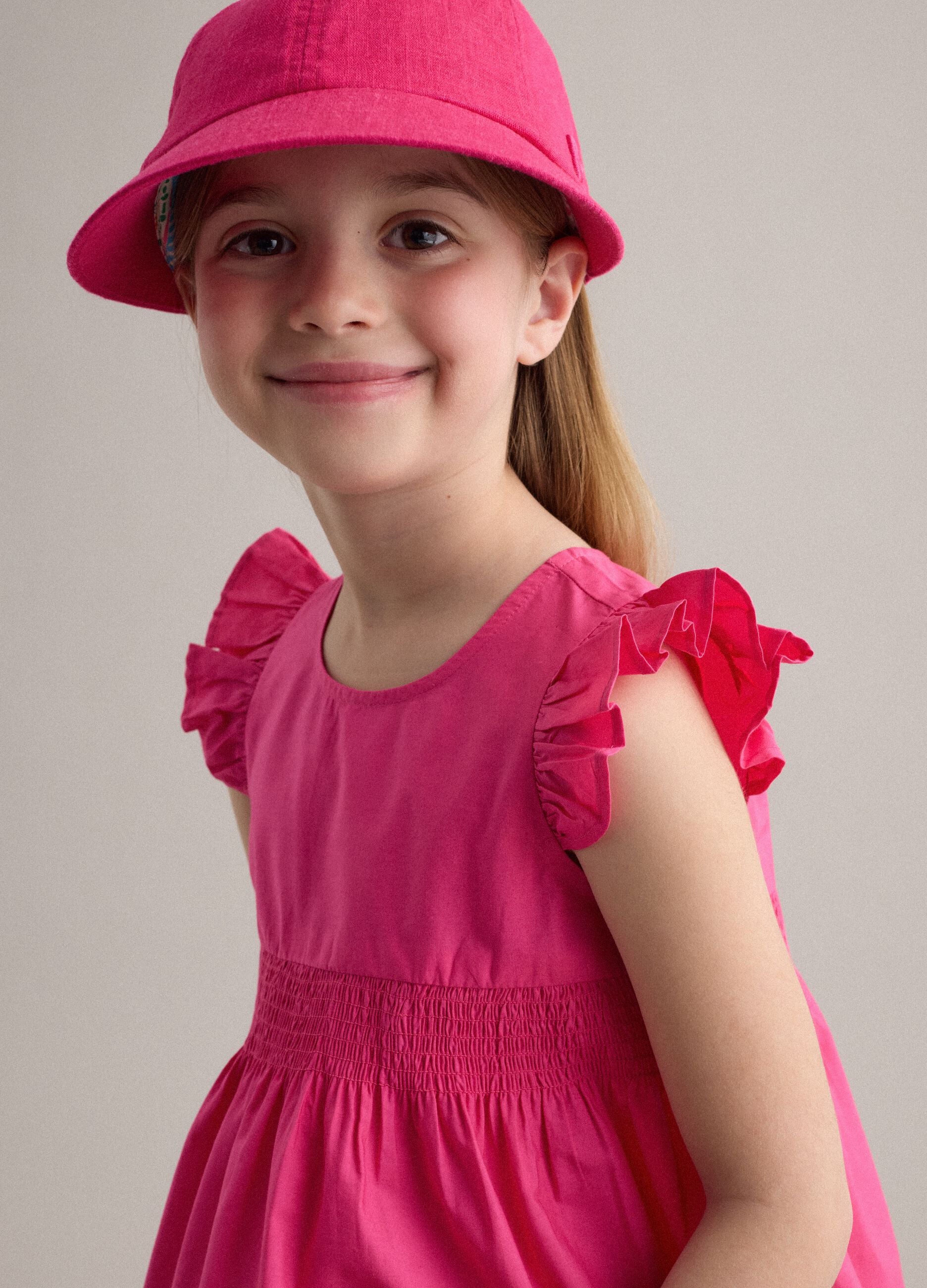 Pink pure cotton top with ruffles