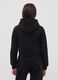 Black cotton-blend hooded zip hoodie for girls, regular fit_2