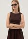 Brown sleeveless stretch cotton dress, regular fit_3
