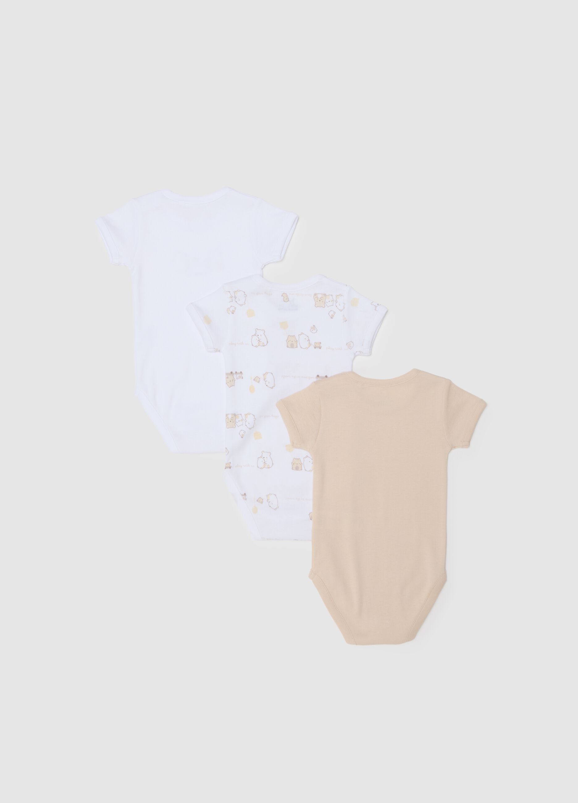 Multicolour short-sleeved bodysuit trip pack in pure cotton for newborns