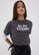 Girls&rsquo; grey oversized pure cotton T-shirt with double sleeves_0