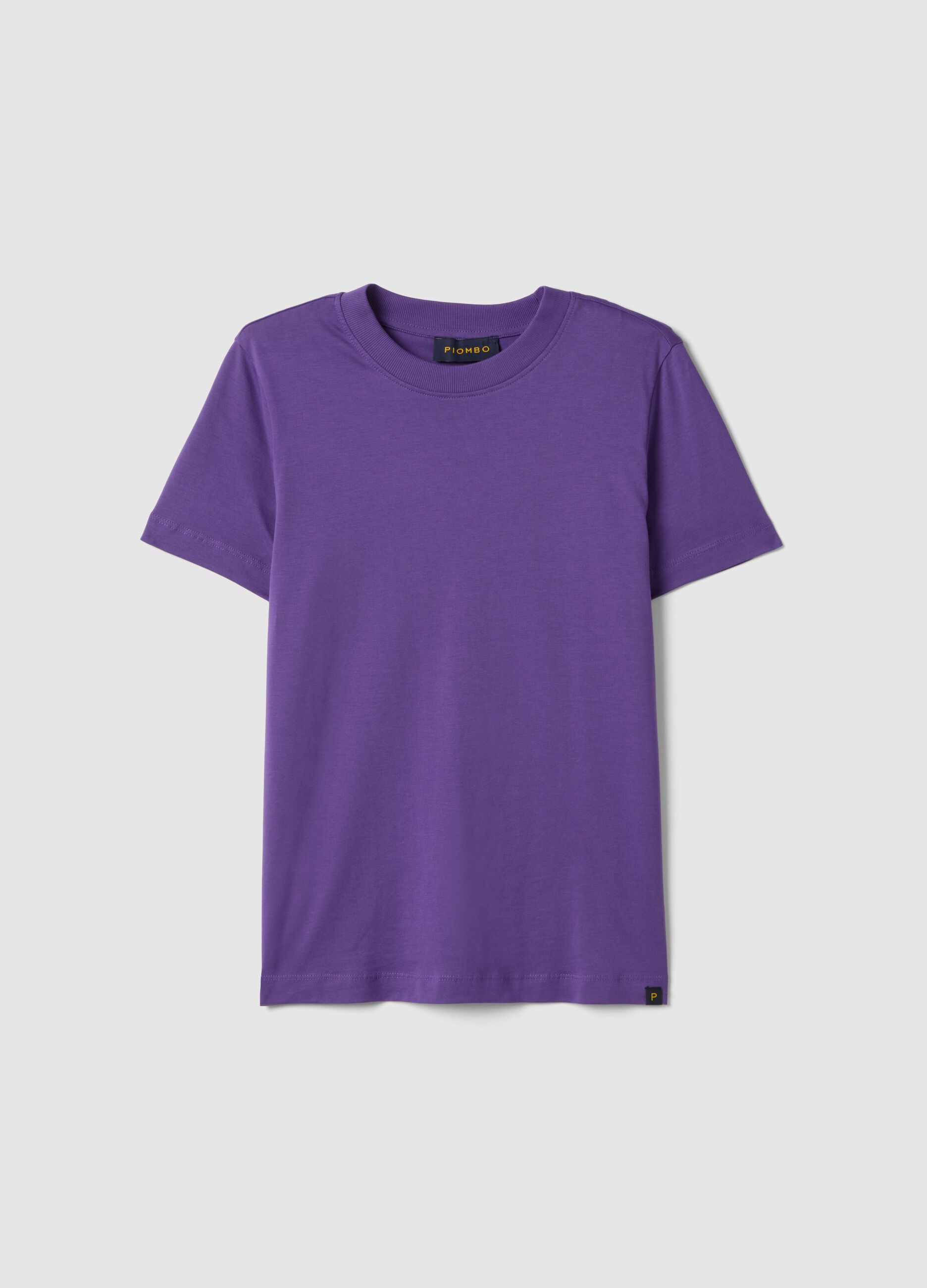 Short sleeve purple pure cotton T-shirt regular fit