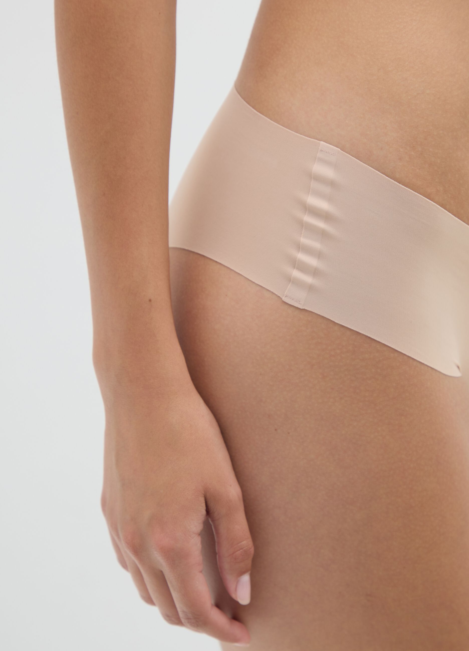 Regular fit beige stretch fabric slip
