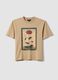 Beige pure cotton T-shirt with floral print_4