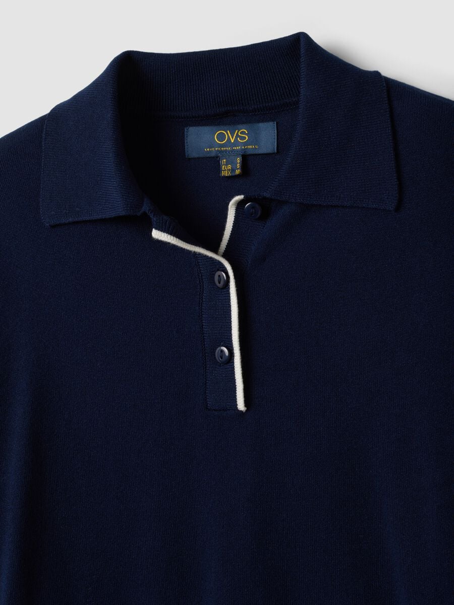 Blue viscose-blend top with polo collar, regular fit_6