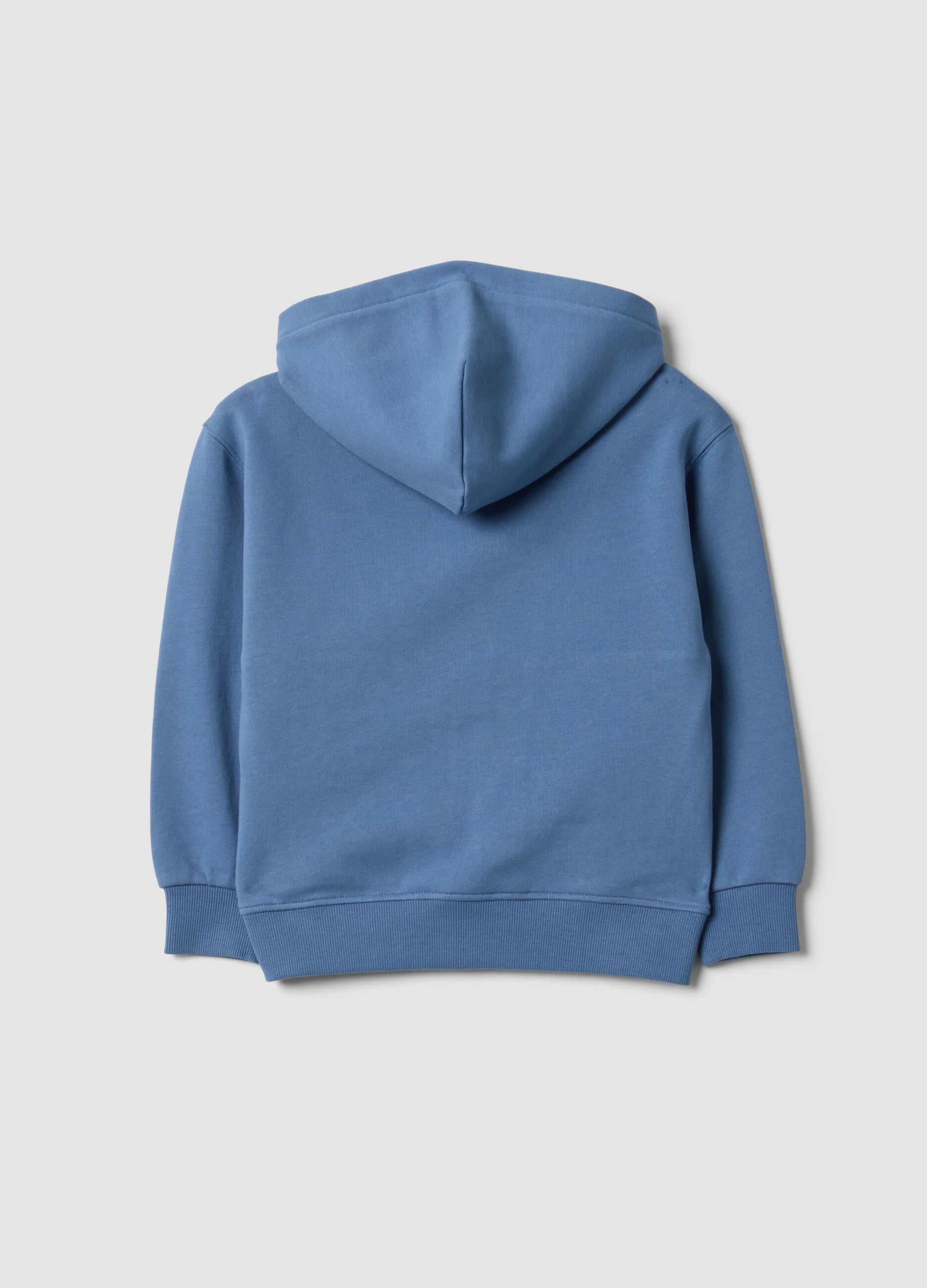 Blue organic cotton hooded sweatshirt with oversized fit for boys