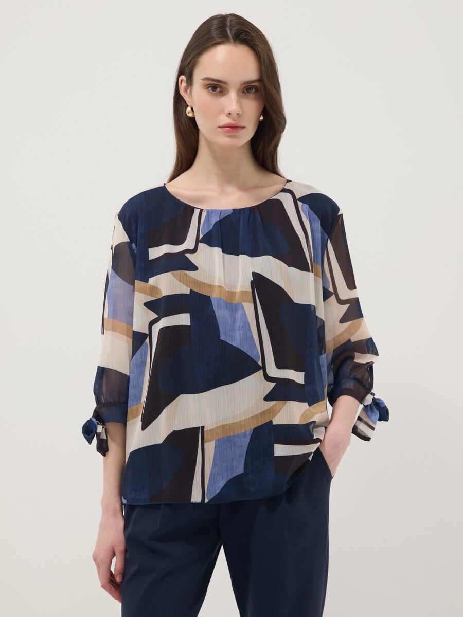 Multicolour geometric print regular-fit blouse_1