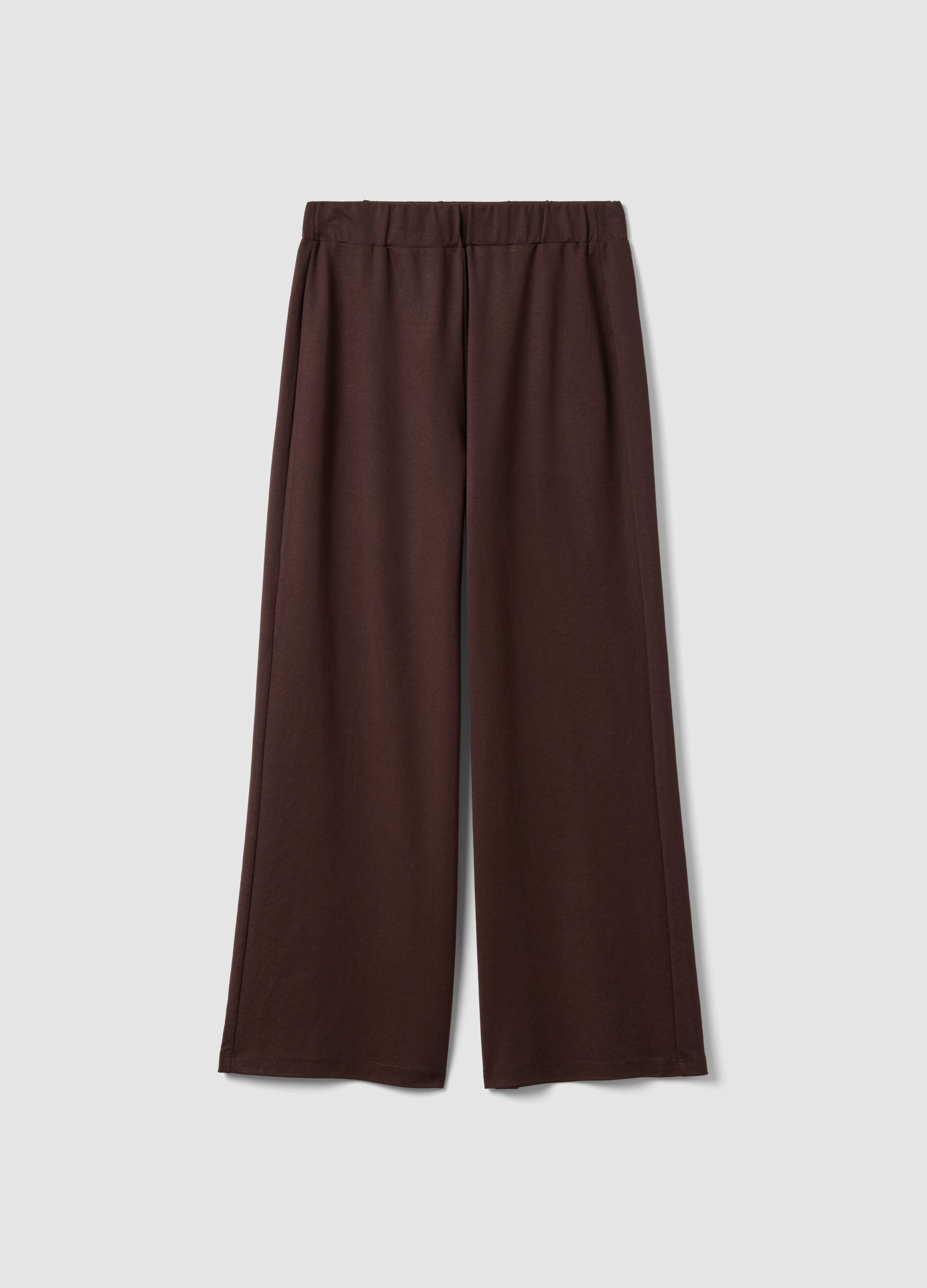 Brown viscose-blend culotte trousers