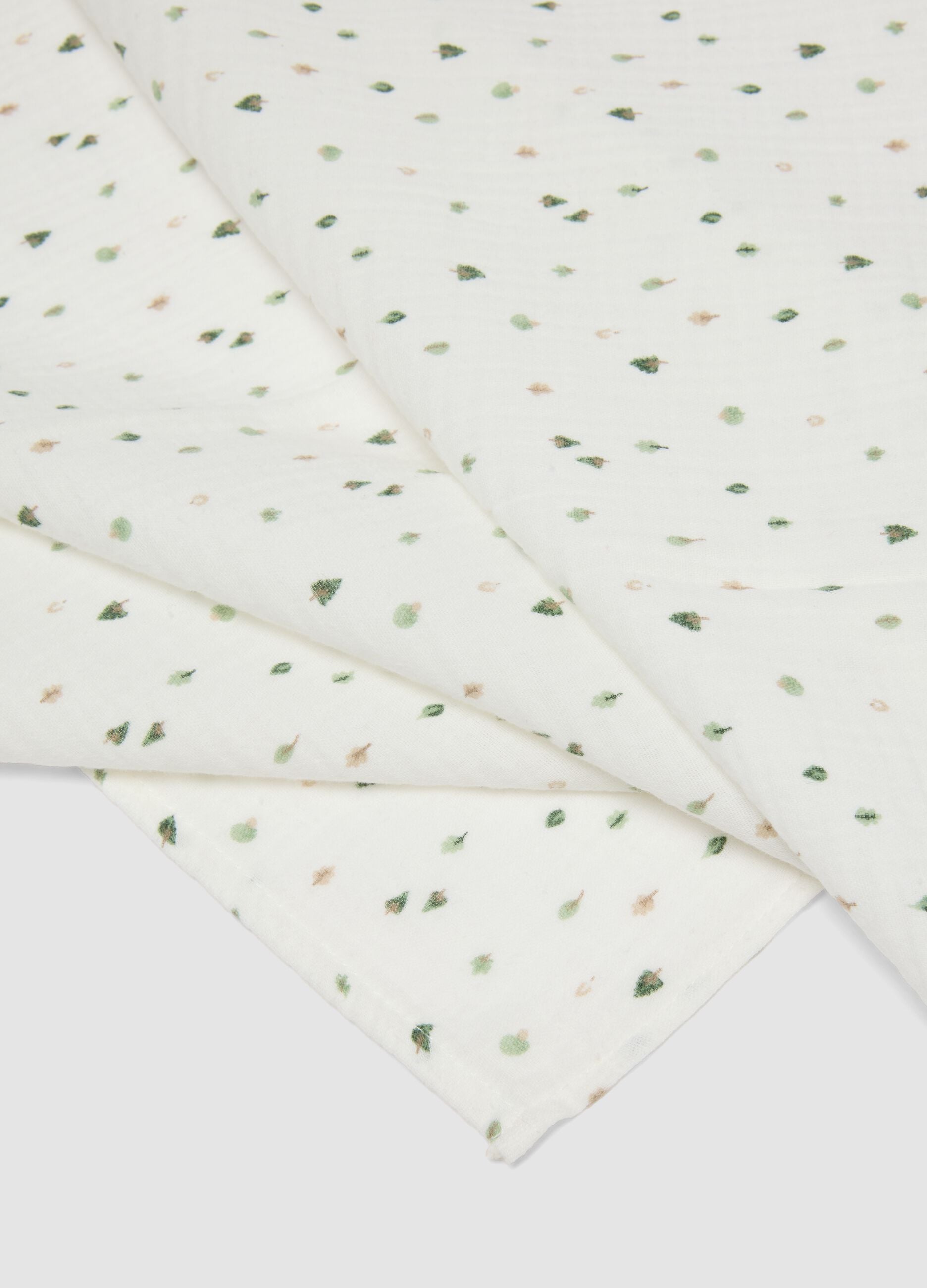2-pack green and white pure cotton baby blankets