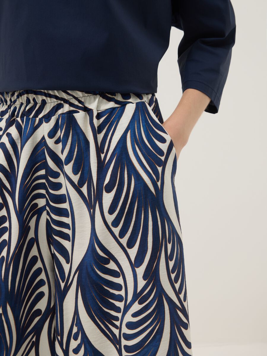 Blue viscose-blend palazzo trousers_3