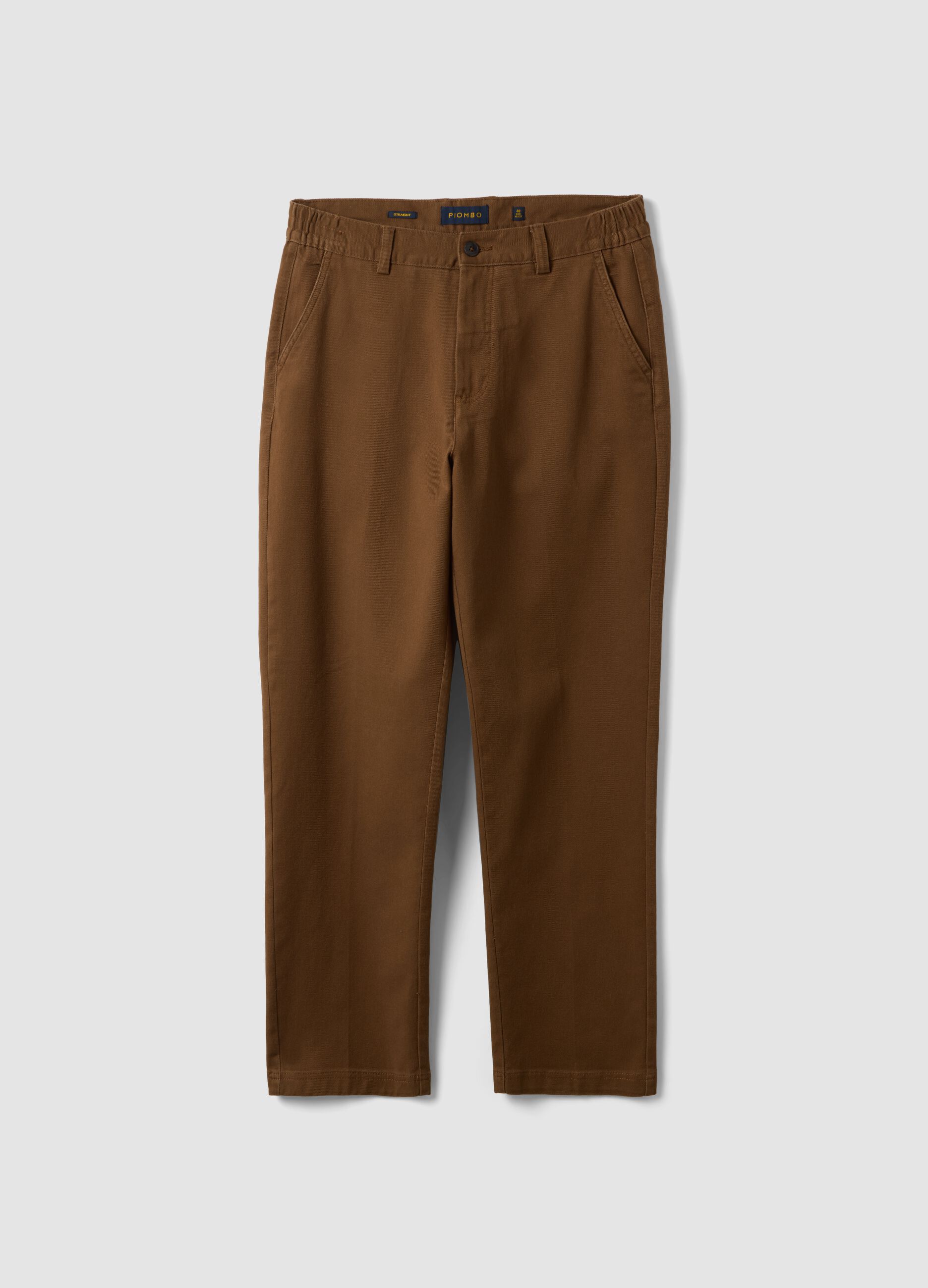 Pantaloni chino marroni in cotone elasticizzato straight fit