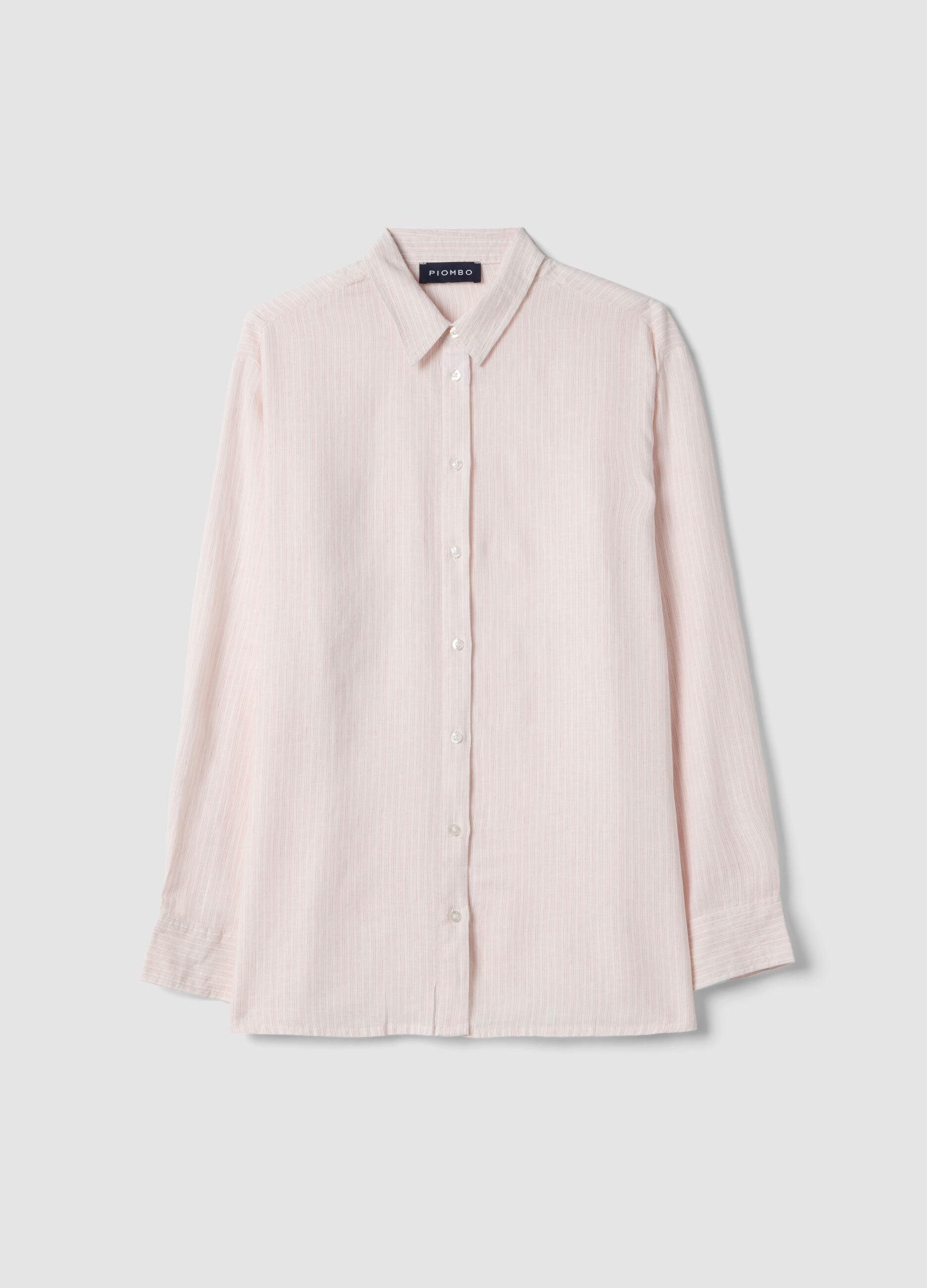 Multicolour striped linen blend regular fit shirt