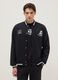 Black regular fit cotton blend jacket with Lakers logo_1