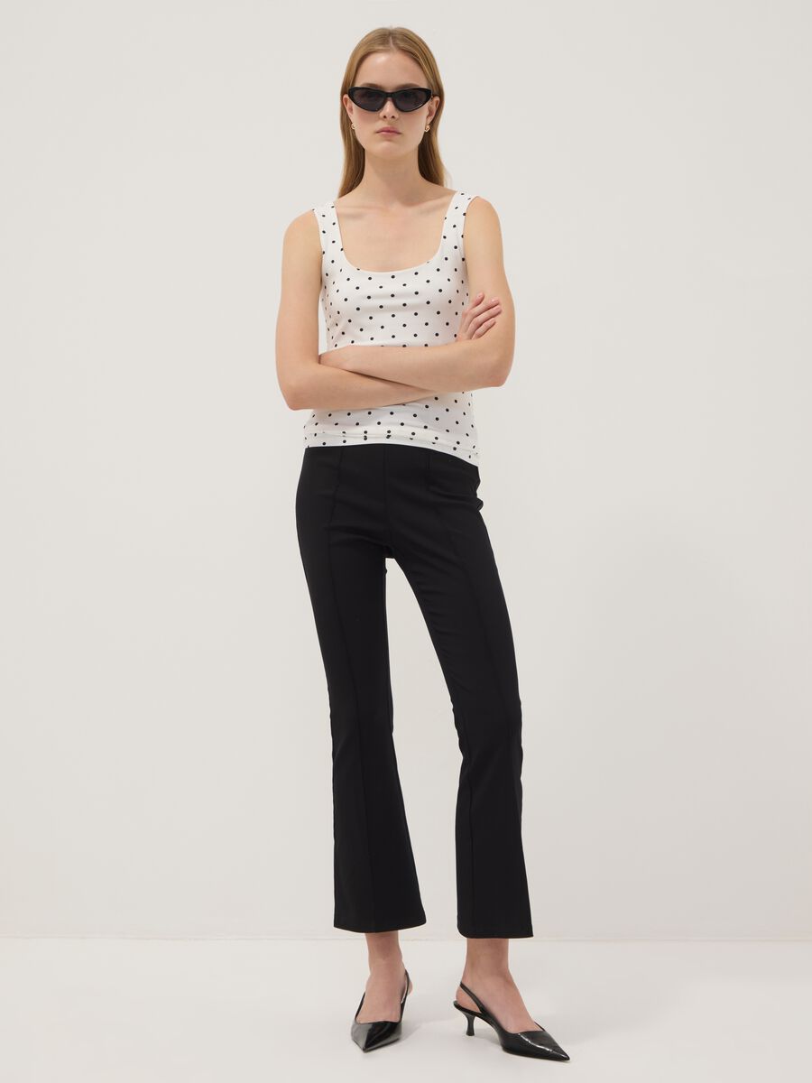 Black flared stretch viscose leggings_0
