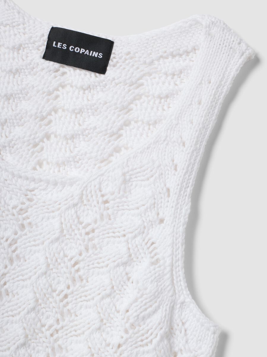Tank top bianco in crochet di puro cotone_5