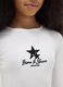 White stretch cotton slim fit girl's top with print_2