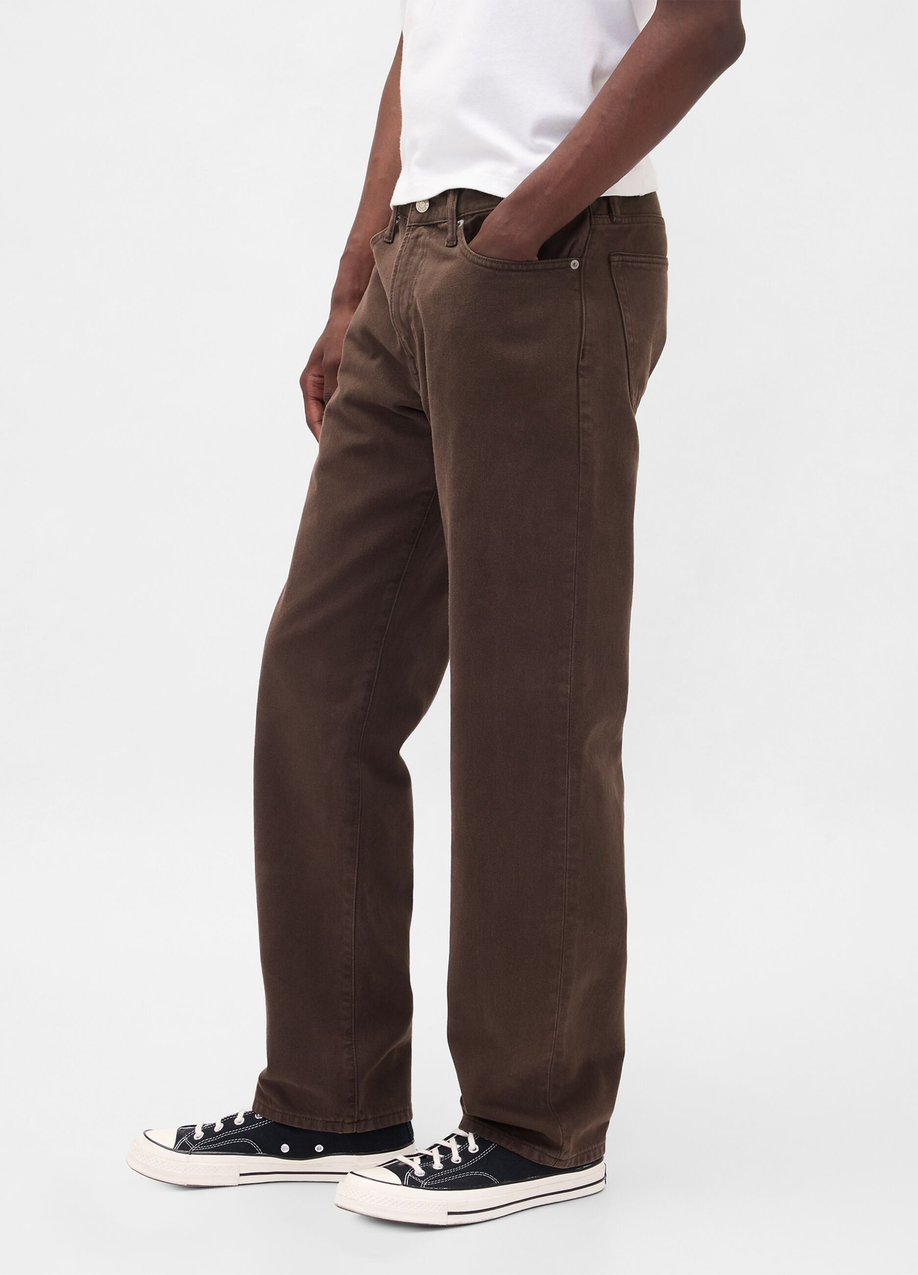 Straight Brown Denim Trousers