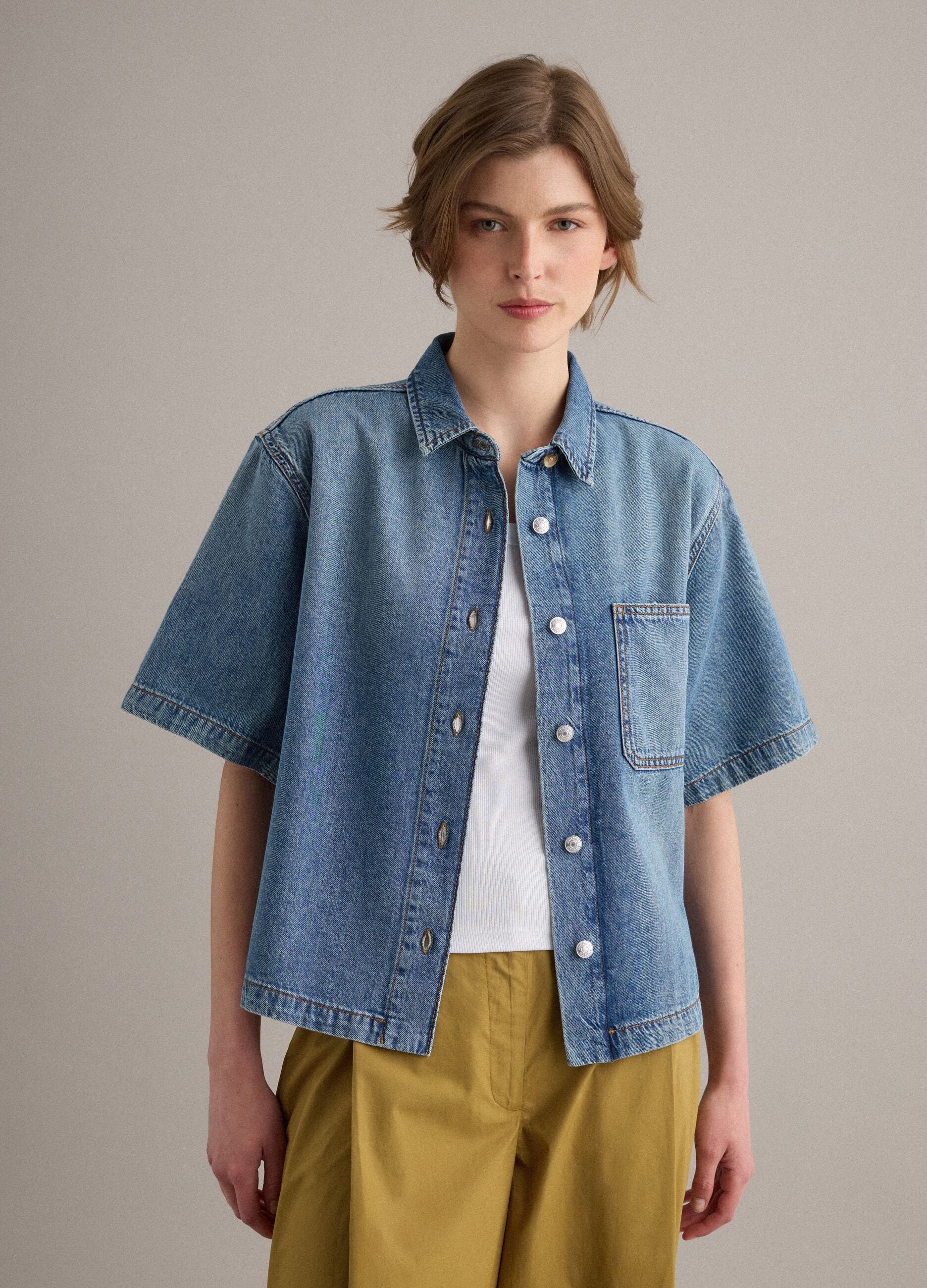 Light Blue Pure Cotton Denim Shirt