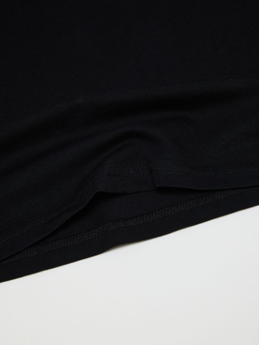 Black pure organic cotton V-neck T-shirt_5