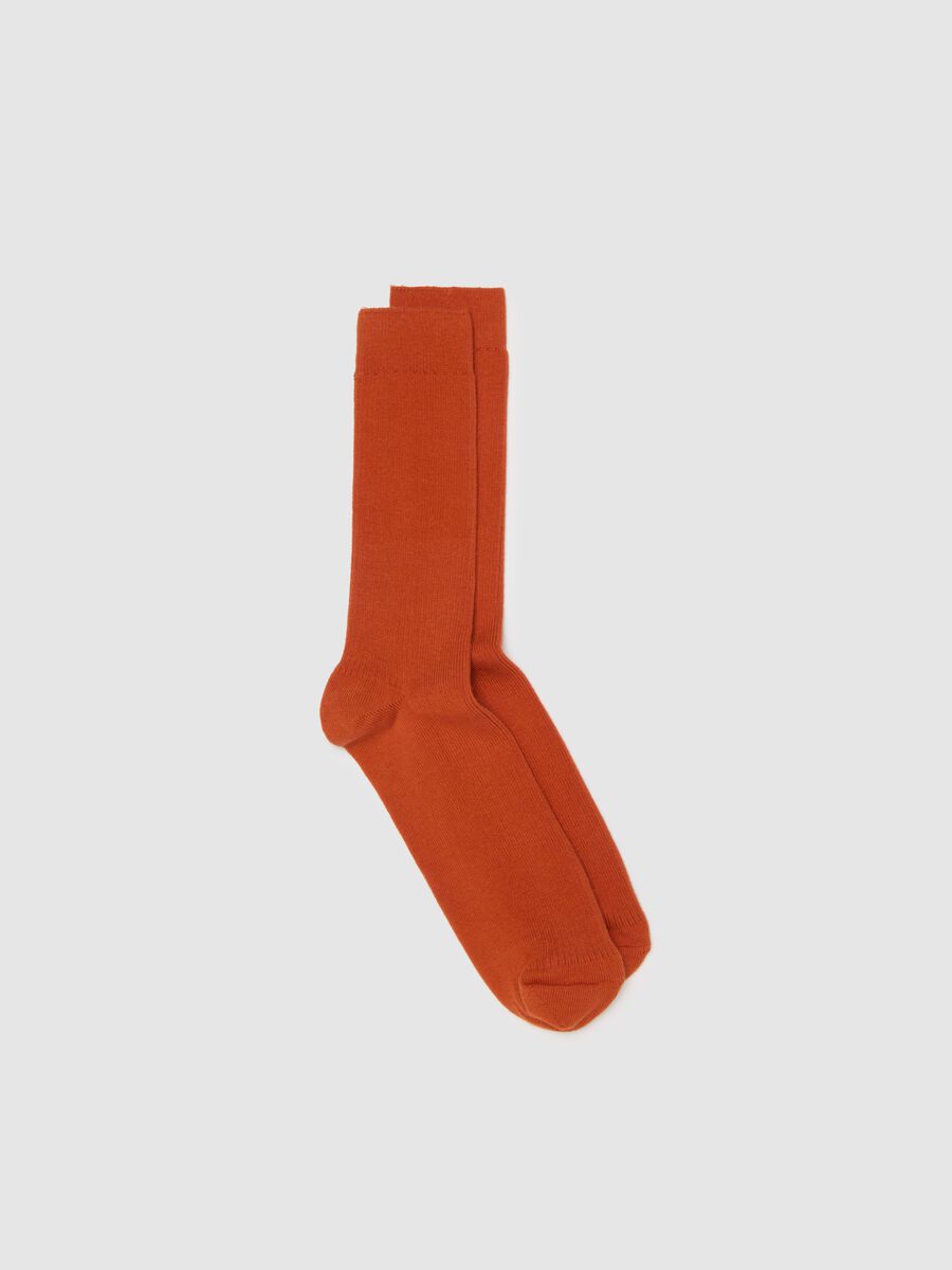 Orange midi socks in cotton blend_0
