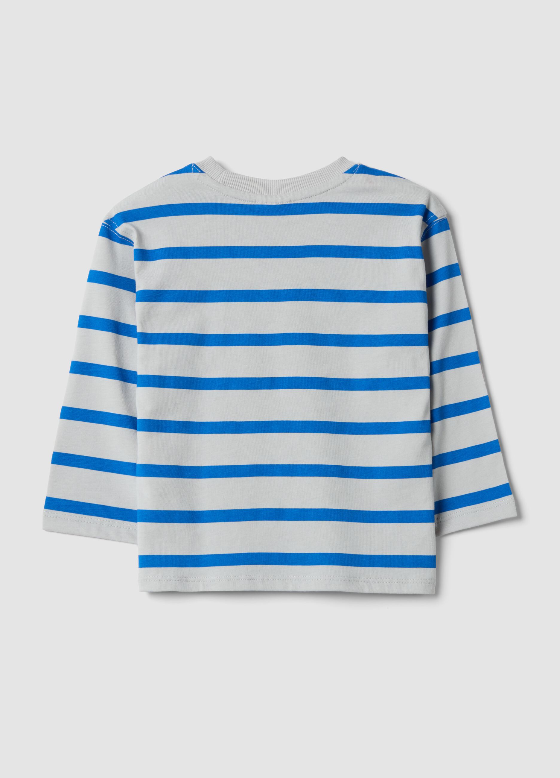 Oversized Multicolour Striped Organic Cotton T-Shirt for Baby Boy
