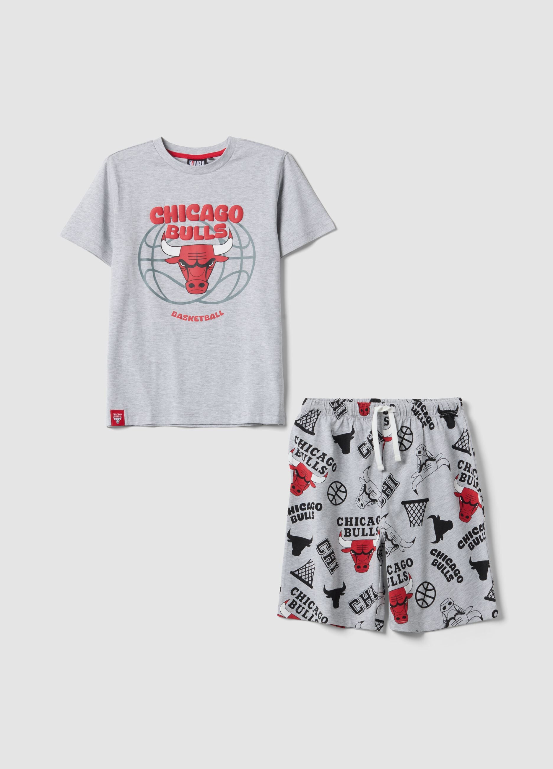 Grey organic cotton pyjamas with T-shirt and shorts
