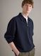 Blue Pure Cotton Regular Fit Sweatshirt with Half Zip and Collar_4