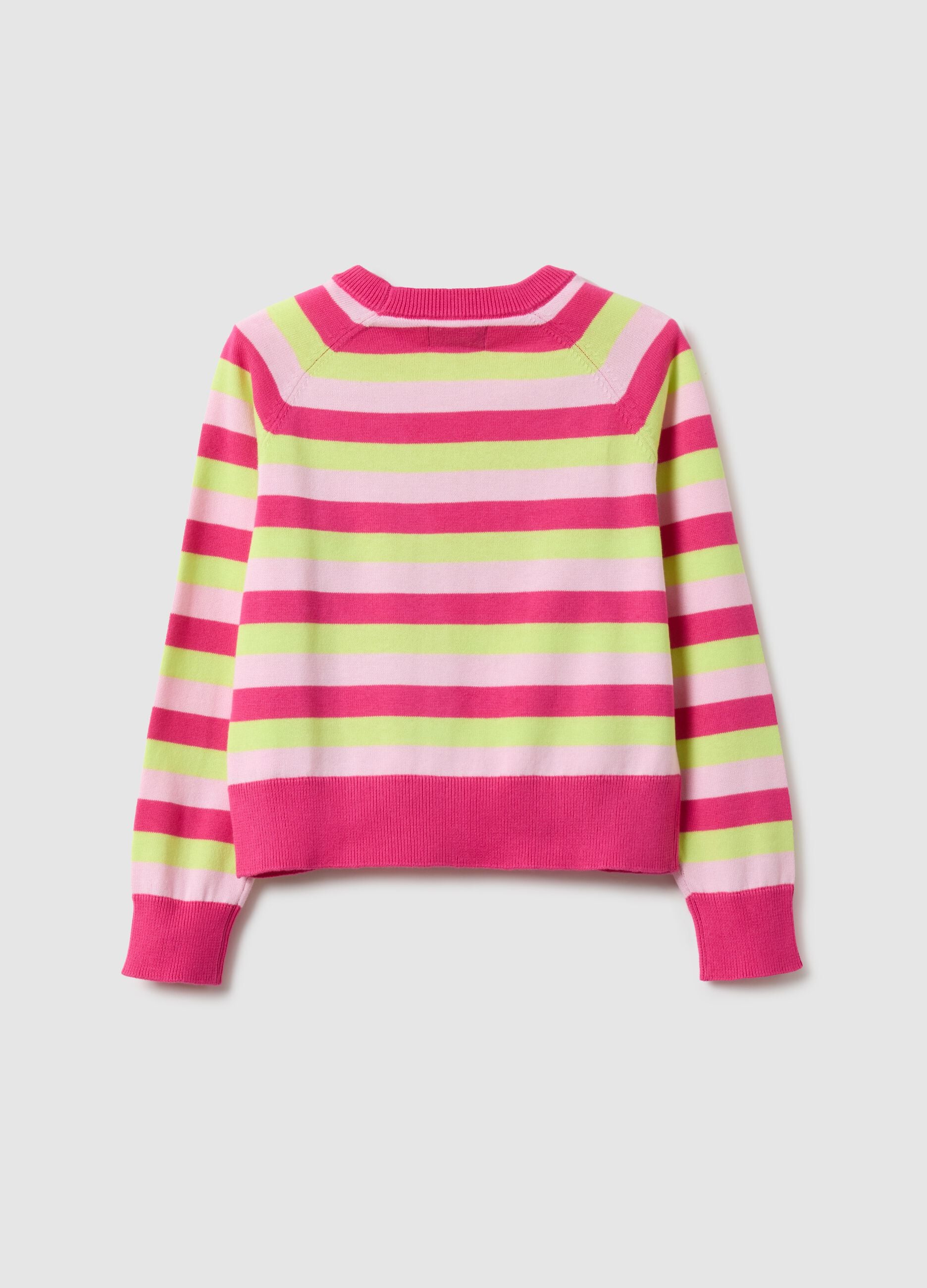 Girls' regular fit multicolour striped pure cotton pullover