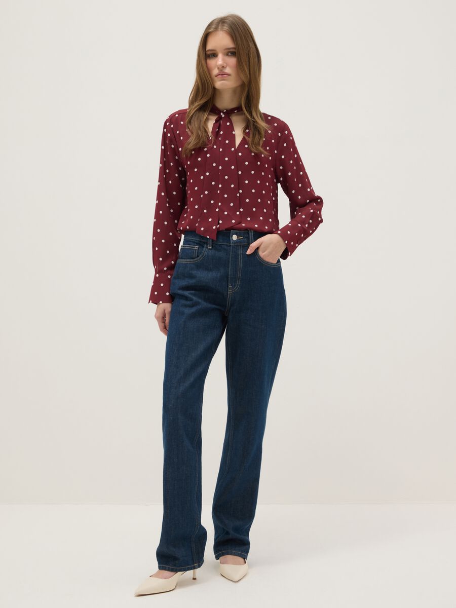 Crepe Burgundy Polka Dot Shirt_1
