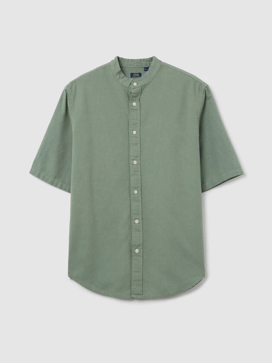 Men&rsquo;s green cotton and linen over-fit shirt_4