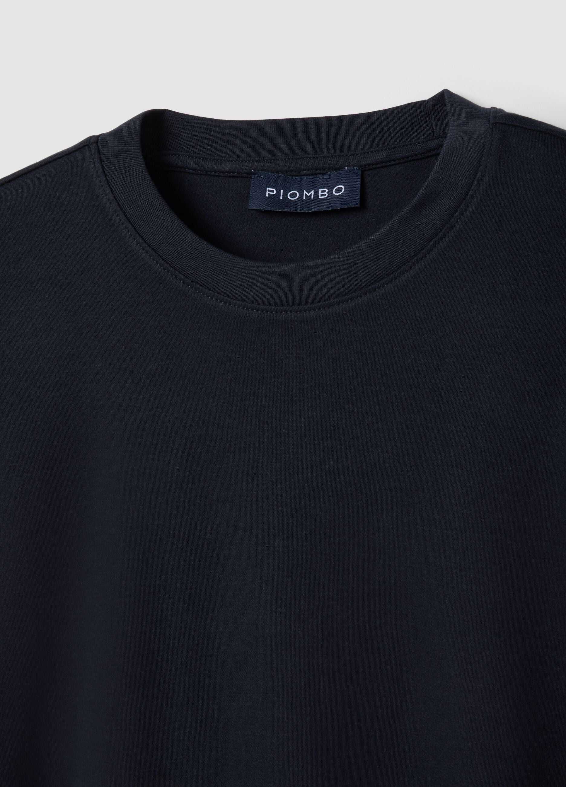 Black pure cotton crew neck T-shirt regular fit