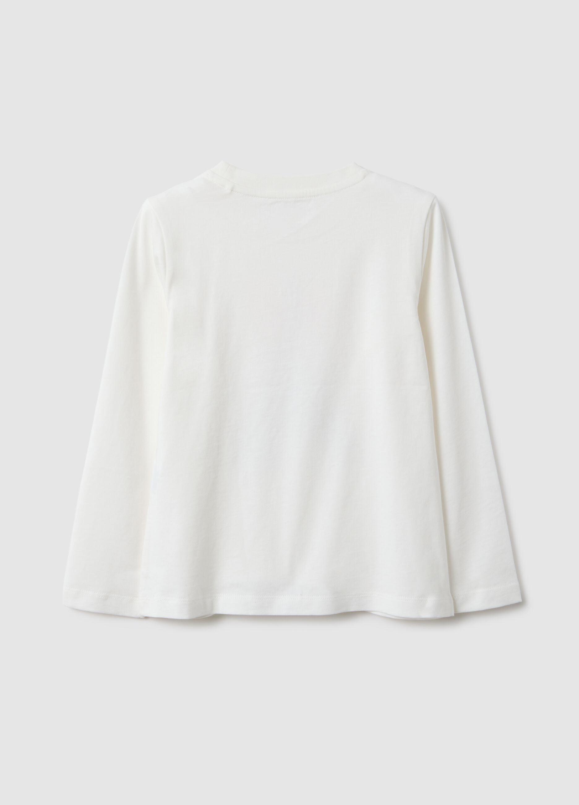 Girls' white pure cotton regular fit T-shirt