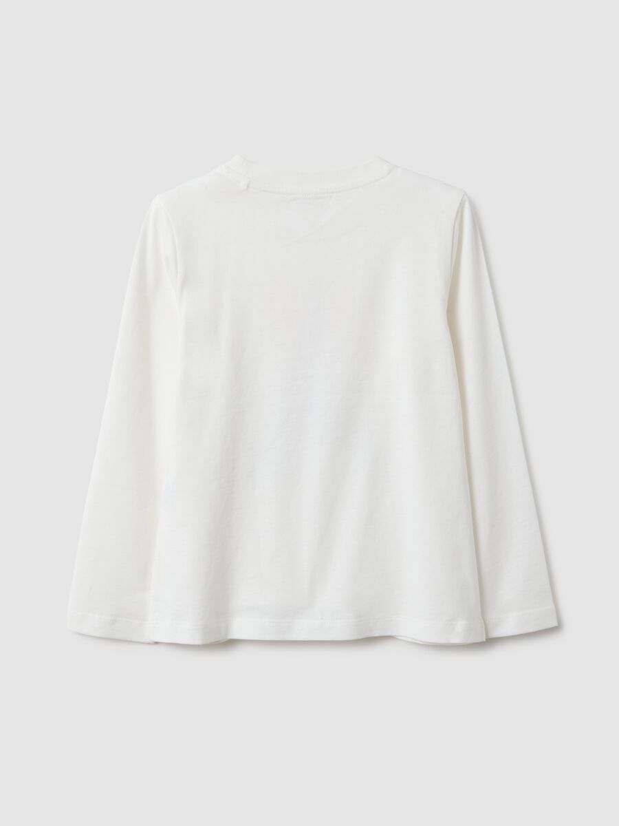 Girls' white pure cotton regular fit T-shirt_1