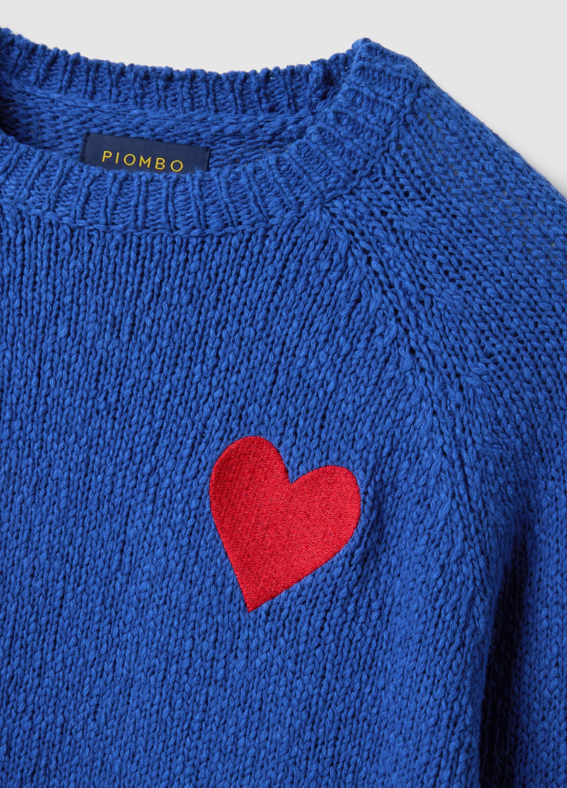 Blue pure cotton jumper regular fit with heart