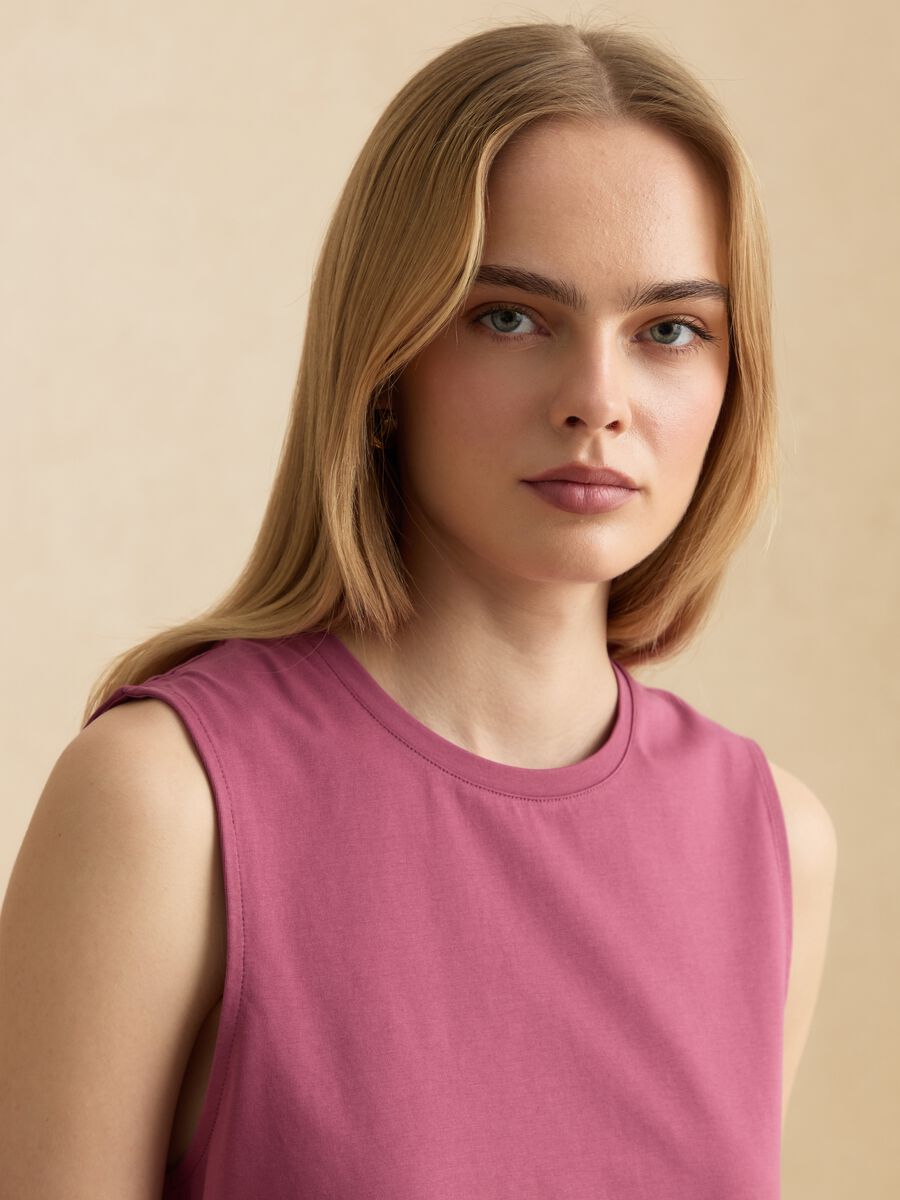 Pink cotton-blend tank top_3