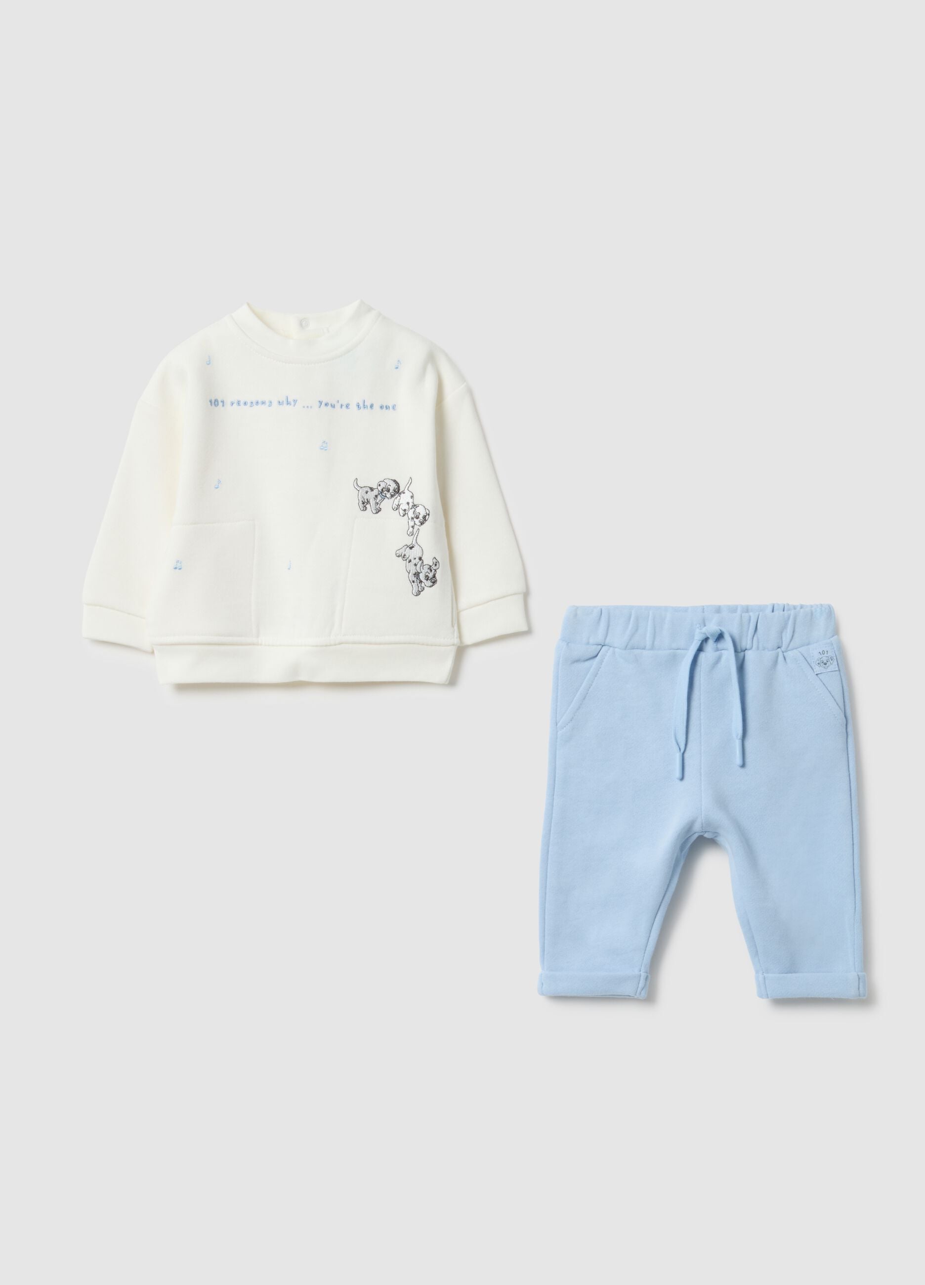 Multicoloured baby cotton tracksuit set with print